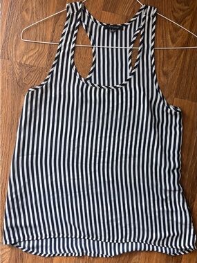 Timing navy & White Vertical Stripe Racerback Tank